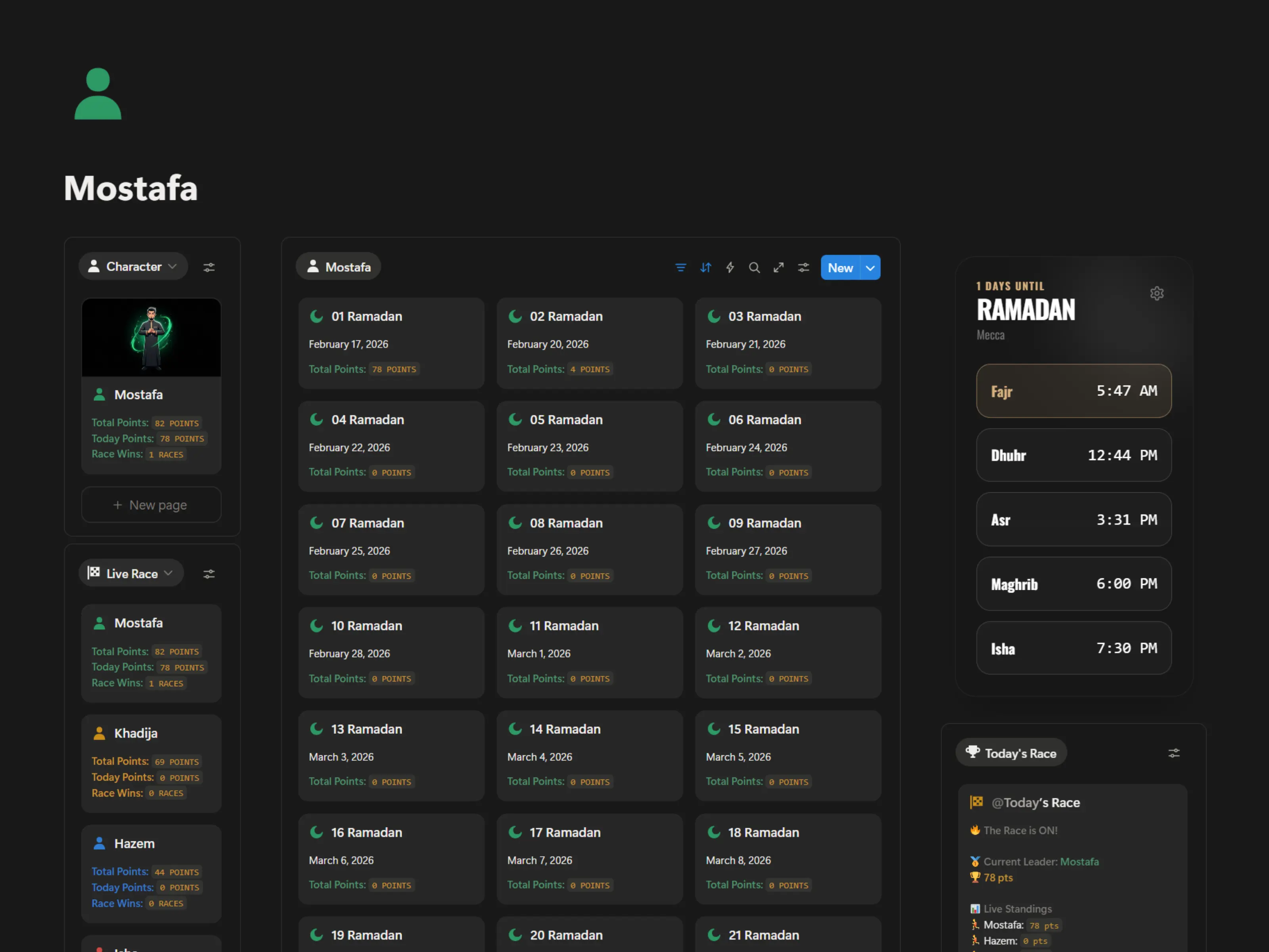 Player Dashboard