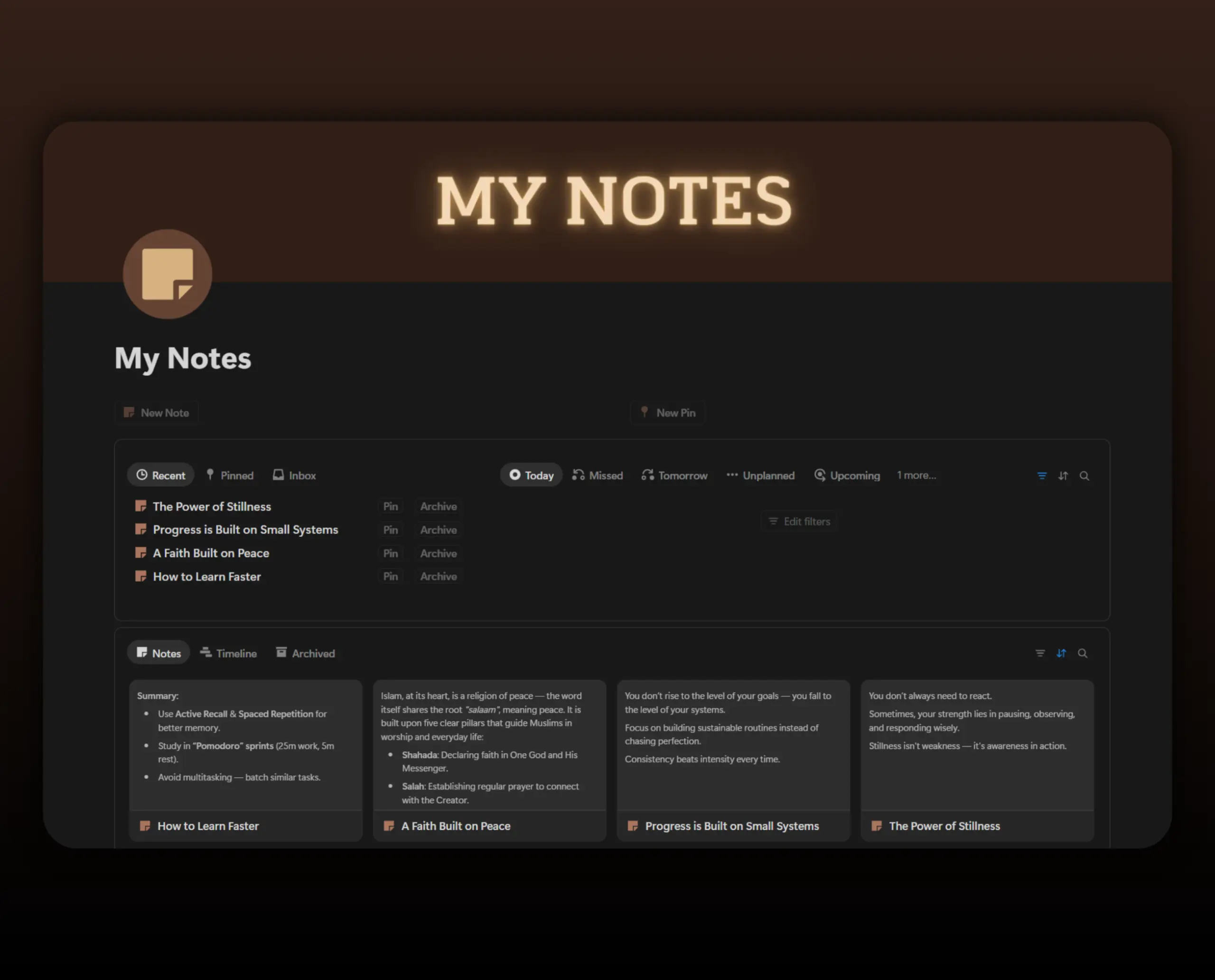 Template My Notes